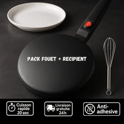 Pack crêpières électrique, fouet et récipient à pâte à crêpe 